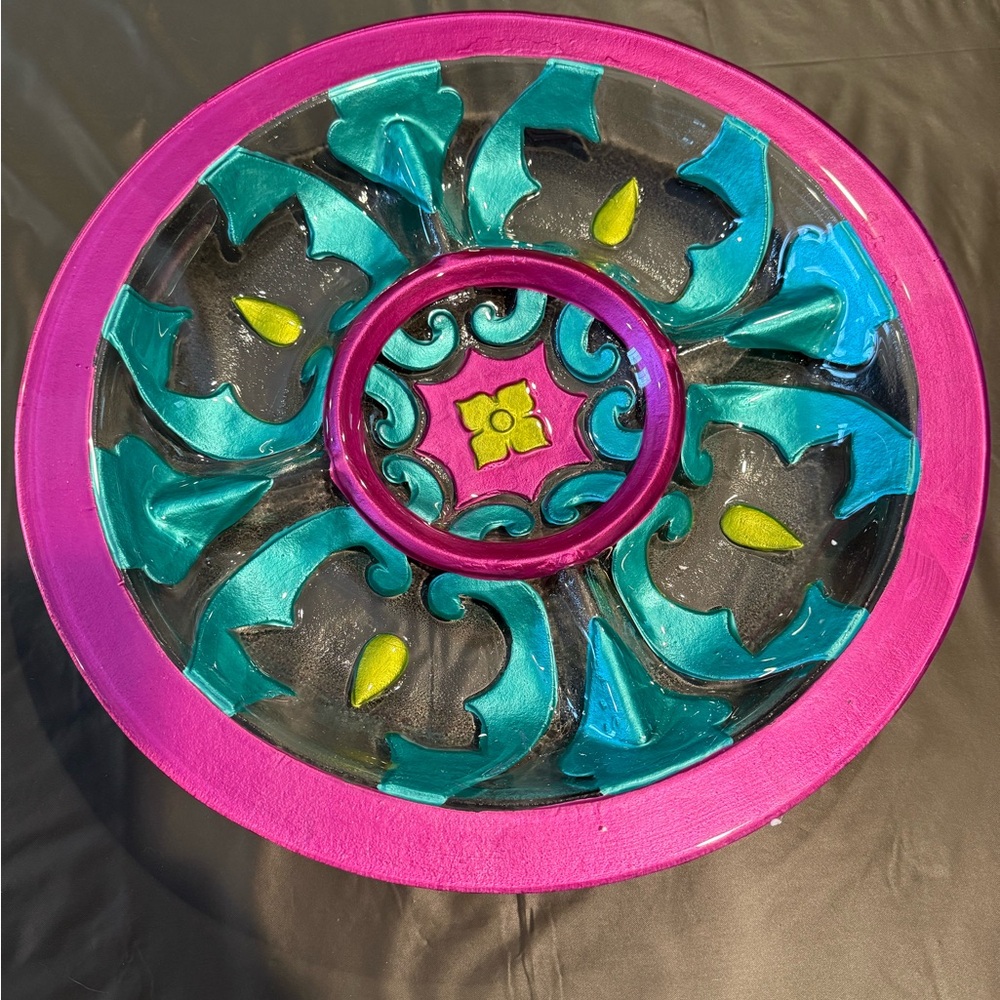 Glass chip and dip platter NEW